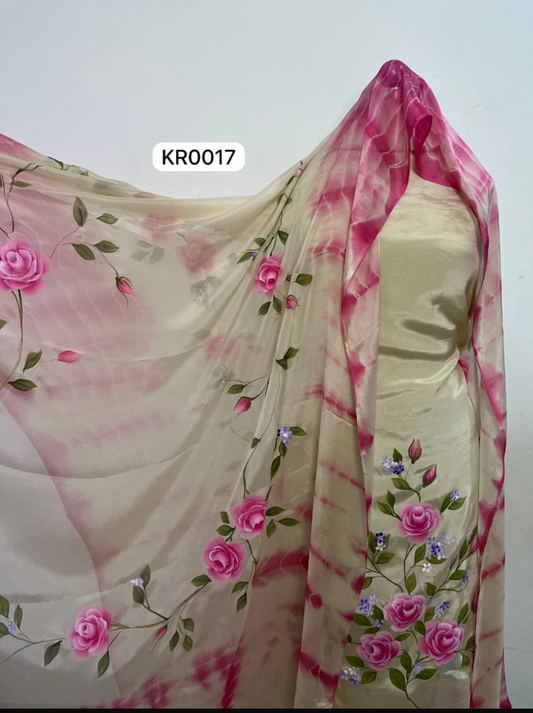 KR0017-Hand painted Semi Crepe Suit Set
