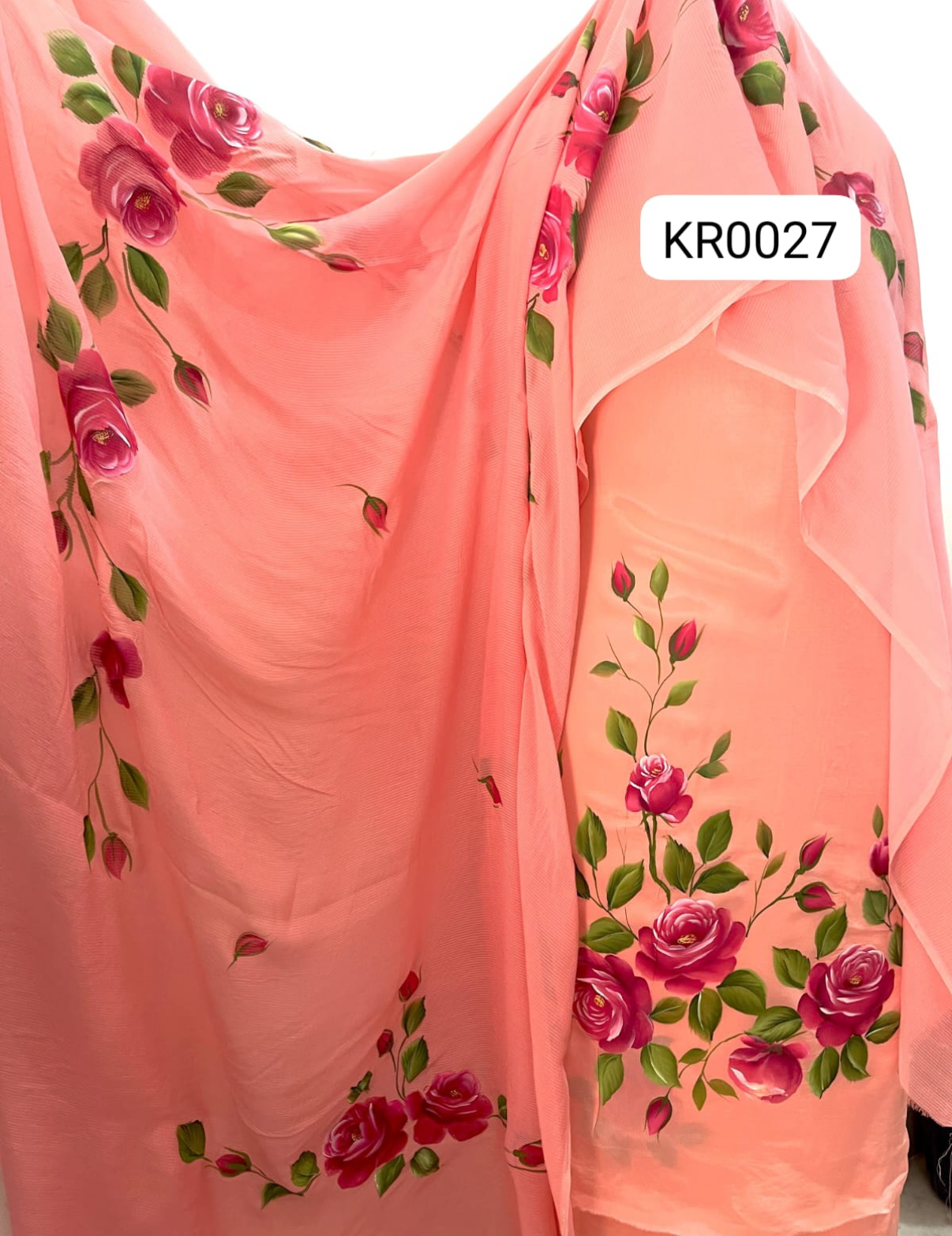 KR0027-Hand painted Semi Crepe Suit Set