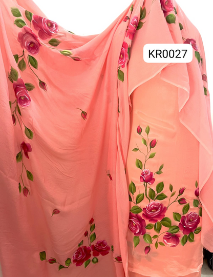 KR0027-Hand painted Semi Crepe Suit Set