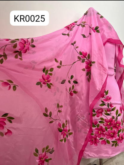 KR0025-Hand painted Semi Crepe Suit Set
