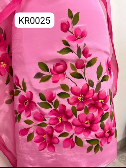 KR0025-Hand painted Semi Crepe Suit Set
