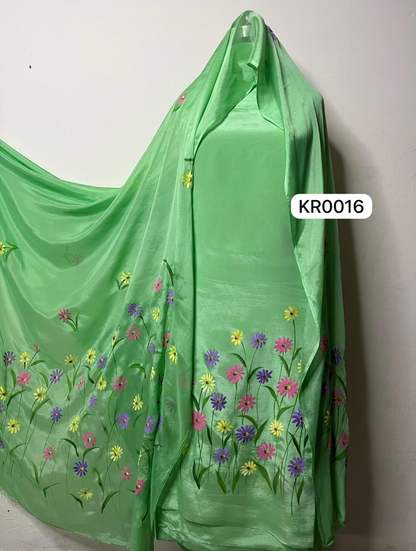 KR0016-Hand painted Semi Crepe Suit Set