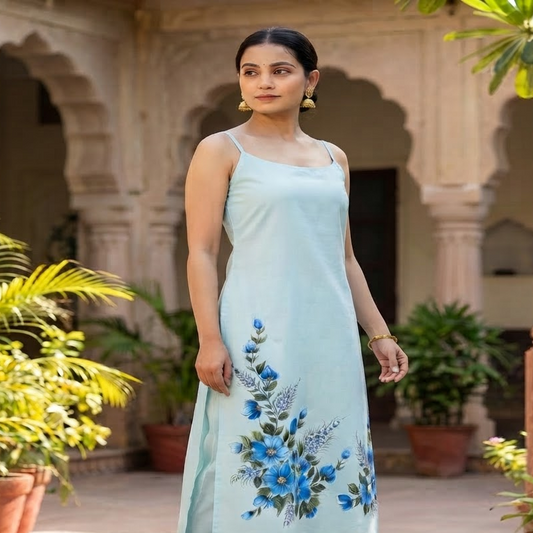 HAND PAINTED UNSTITCHED KURTI