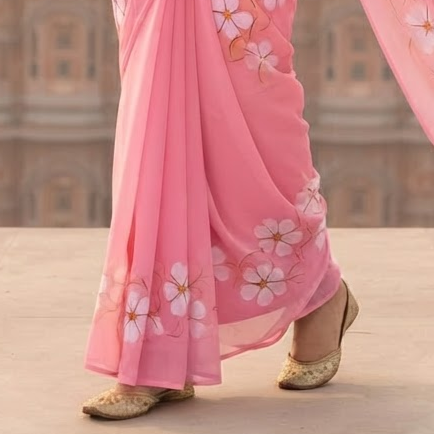 Handpainted Semi Georgette Saree