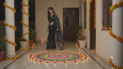 Handpainted Semi Georgette Saree